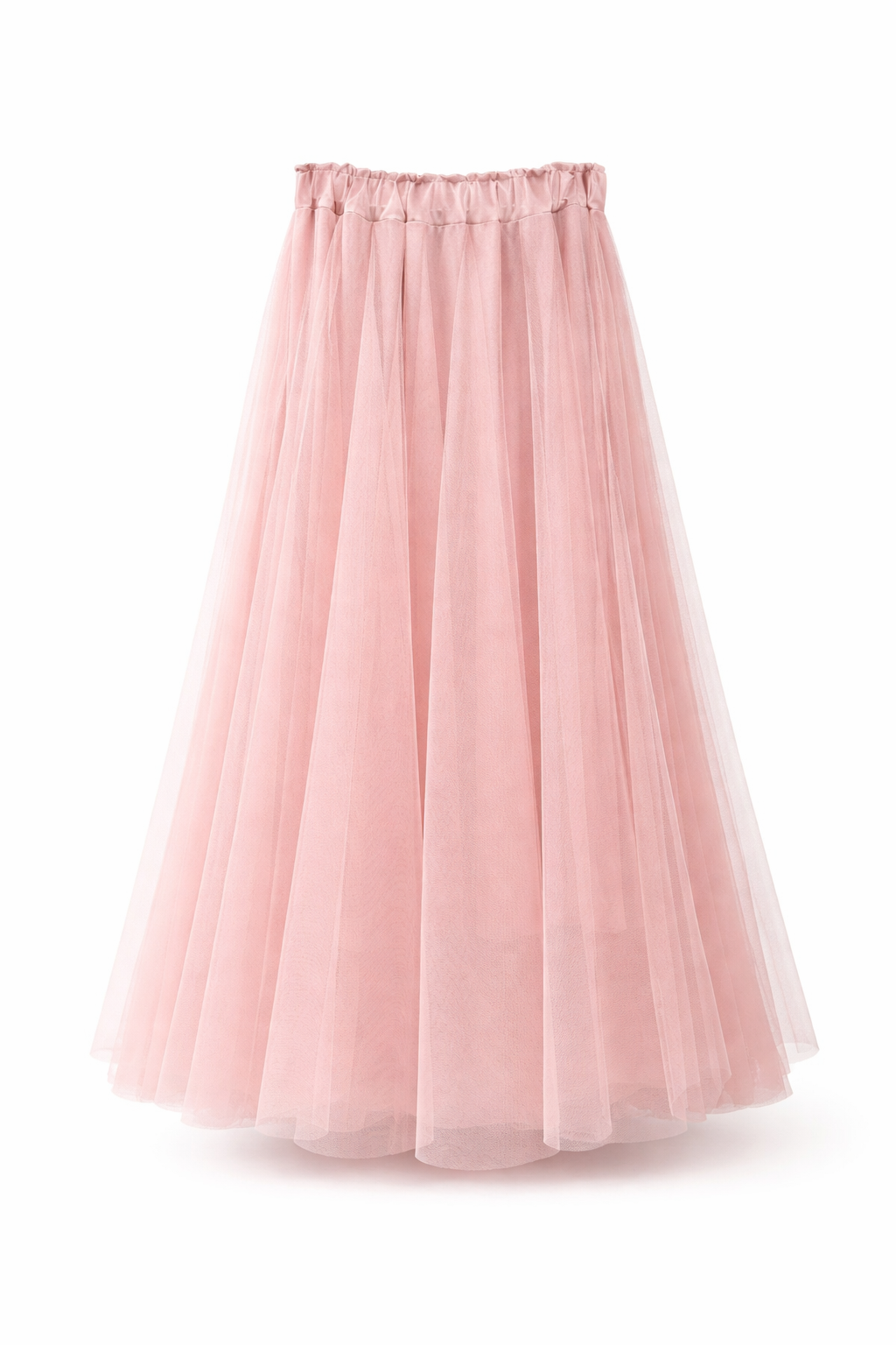 Pink Tulle Midi Skirt
