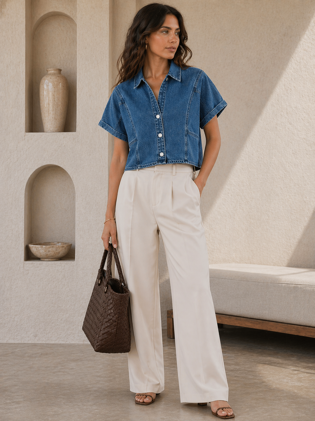 Cropped Denim Shirt