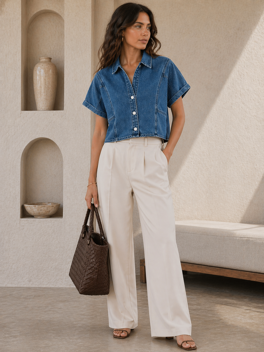 Cropped Denim Shirt